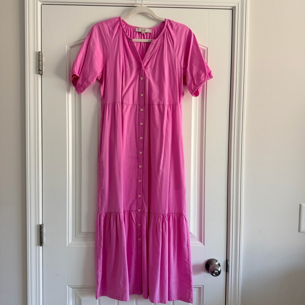 LOFT Pink Midi Dress